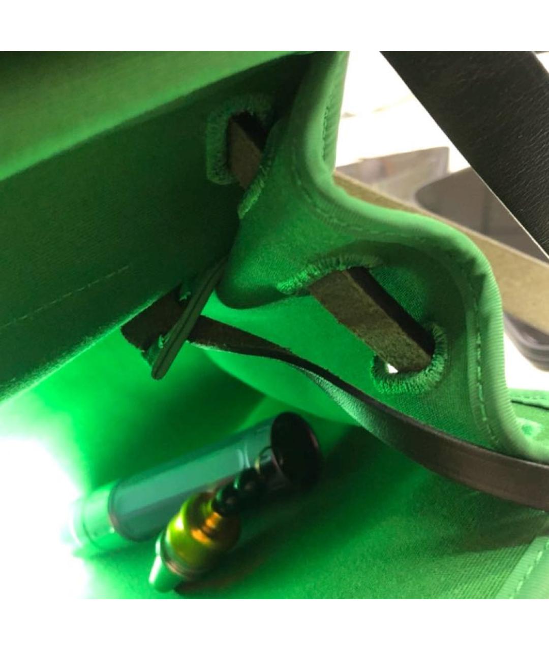 HERMES Зеленая тканевая сумка с короткими ручками, фото 4