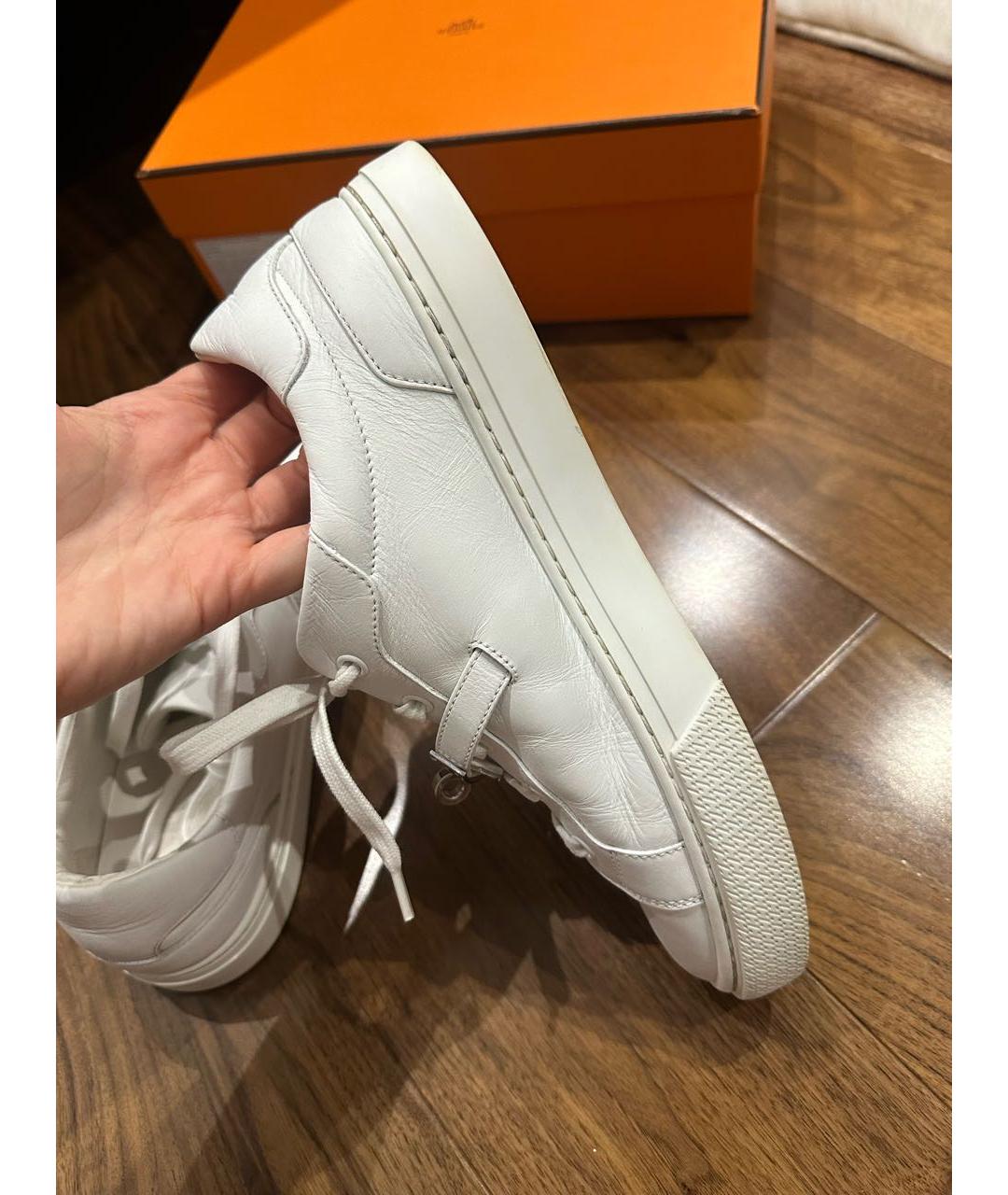 HERMES Белые кожаные кеды, фото 6