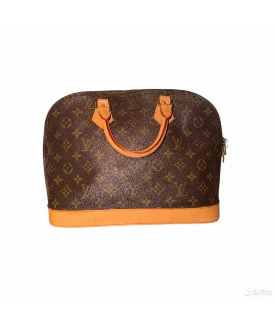 LOUIS VUITTON Коричневая кожаная сумка с короткими ручками, фото 2