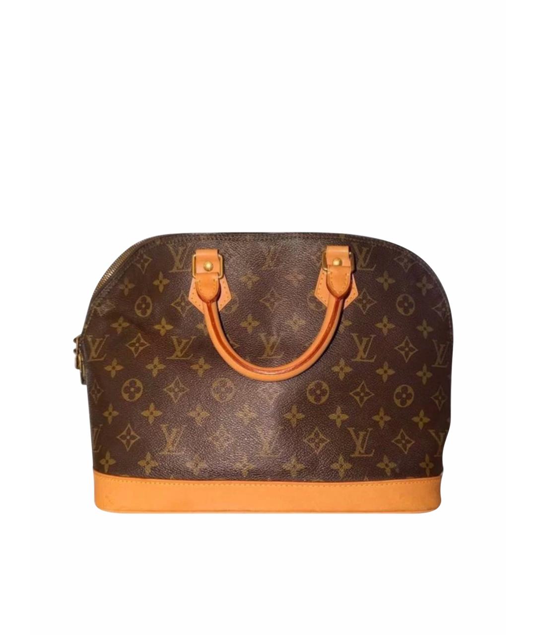 LOUIS VUITTON Коричневая кожаная сумка с короткими ручками, фото 1