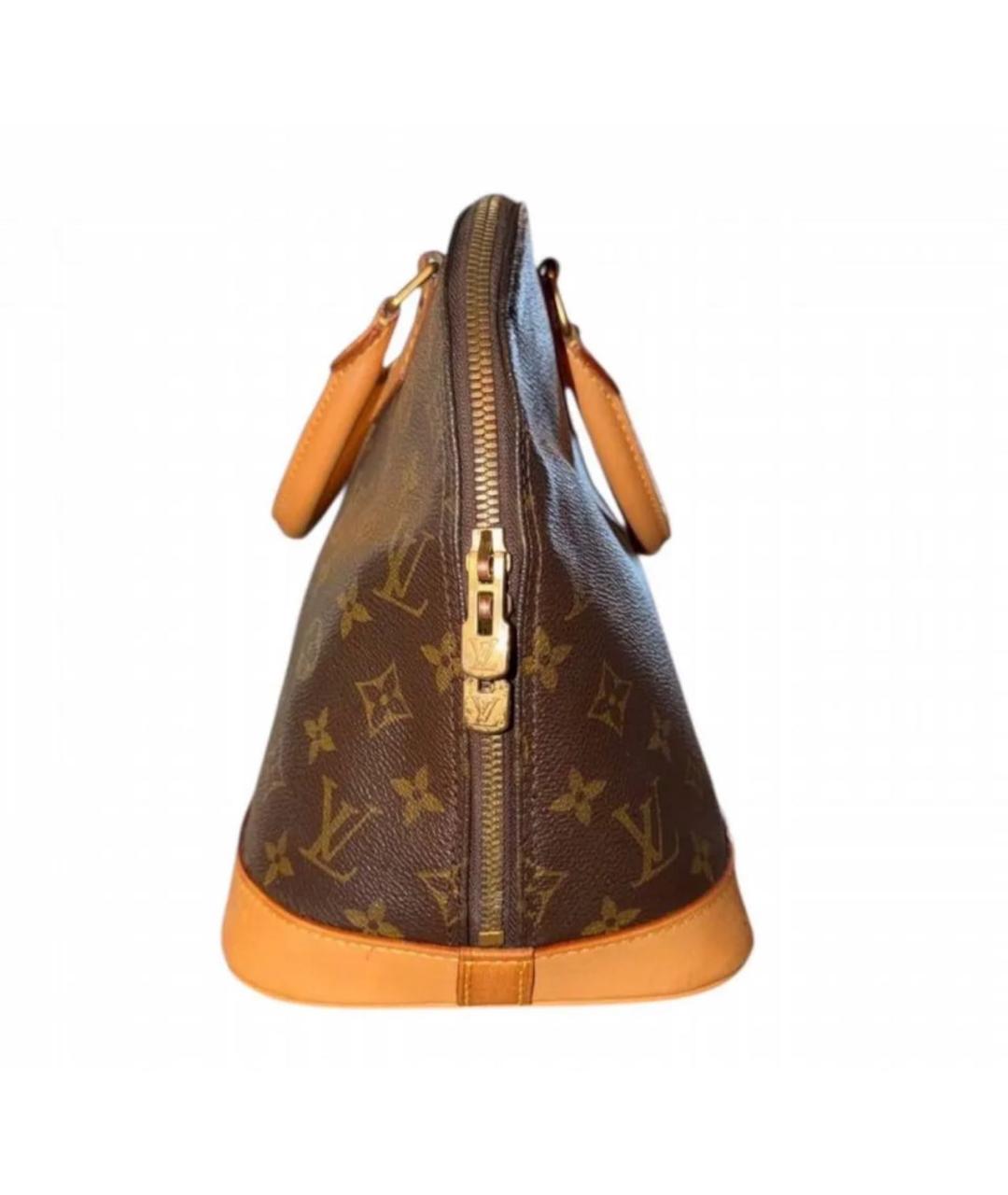 LOUIS VUITTON Коричневая кожаная сумка с короткими ручками, фото 4