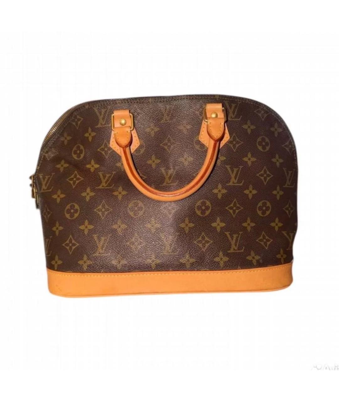 LOUIS VUITTON Коричневая кожаная сумка с короткими ручками, фото 9