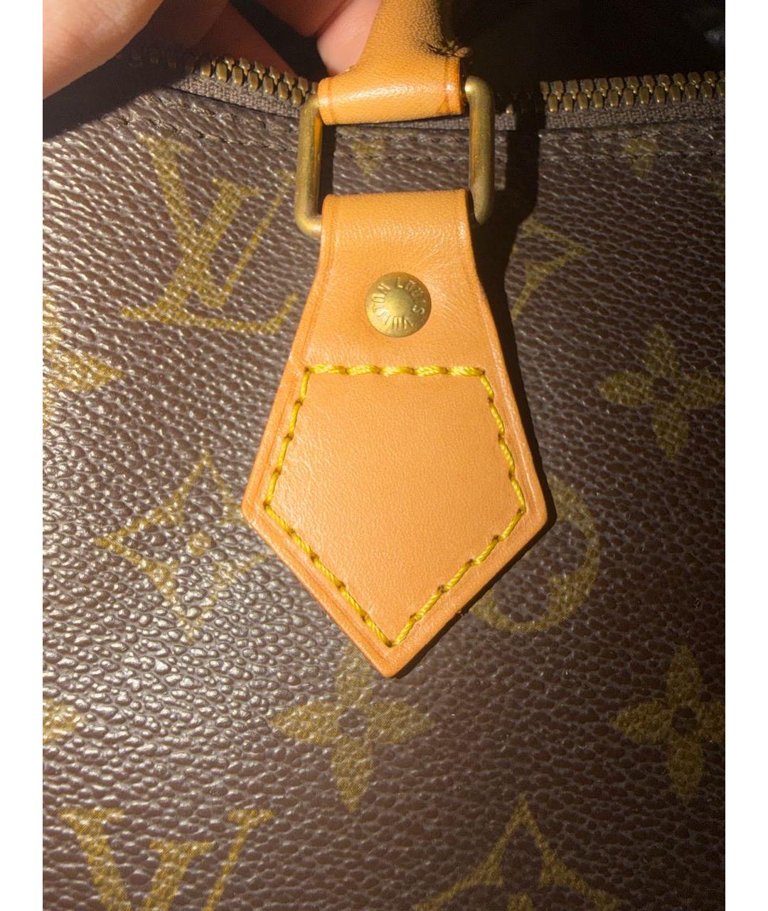 LOUIS VUITTON Коричневая кожаная сумка с короткими ручками, фото 8