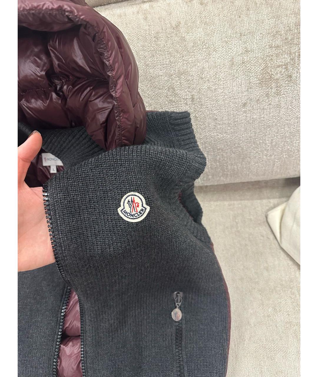MONCLER Бордовый жилет, фото 4