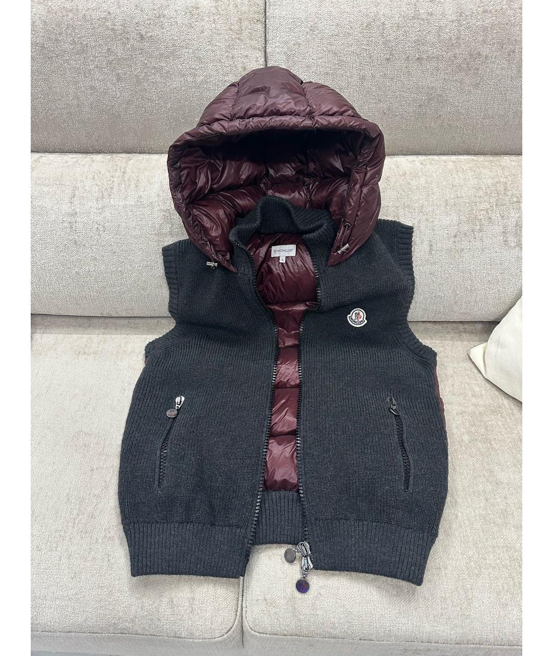 MONCLER Бордовый жилет, фото 9