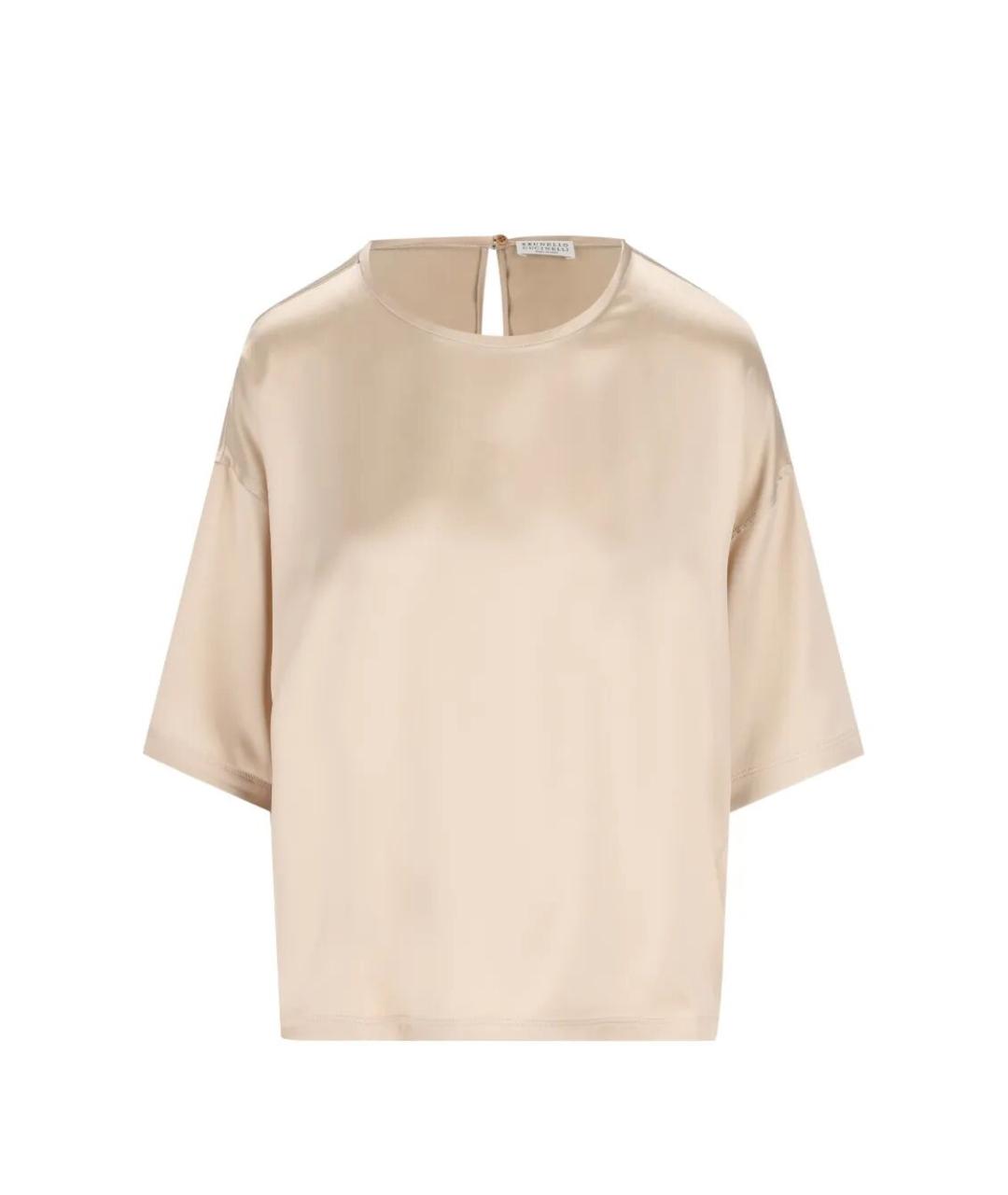 BRUNELLO CUCINELLI Бежевая шелковая блузы, фото 1