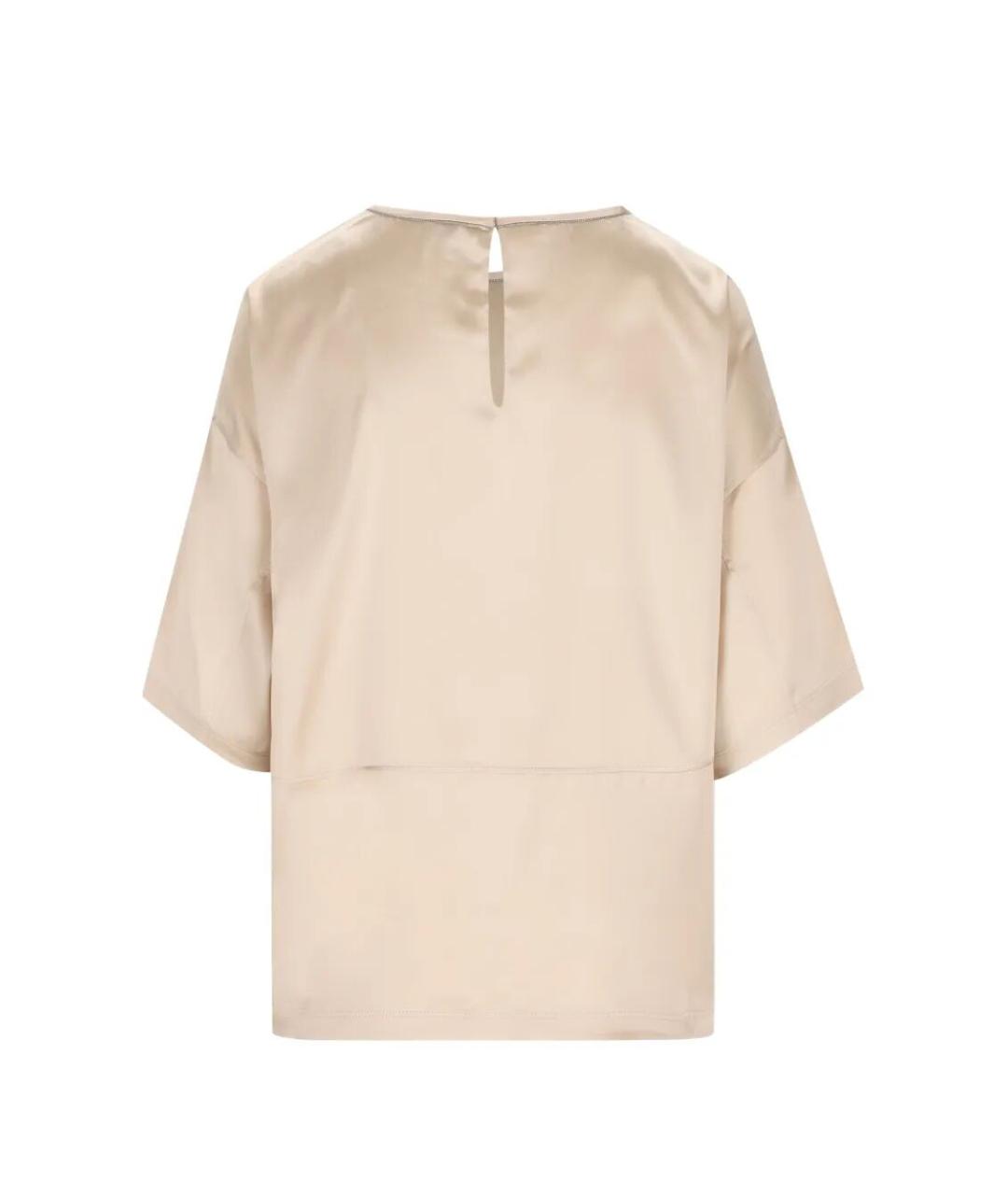 BRUNELLO CUCINELLI Бежевая шелковая блузы, фото 2