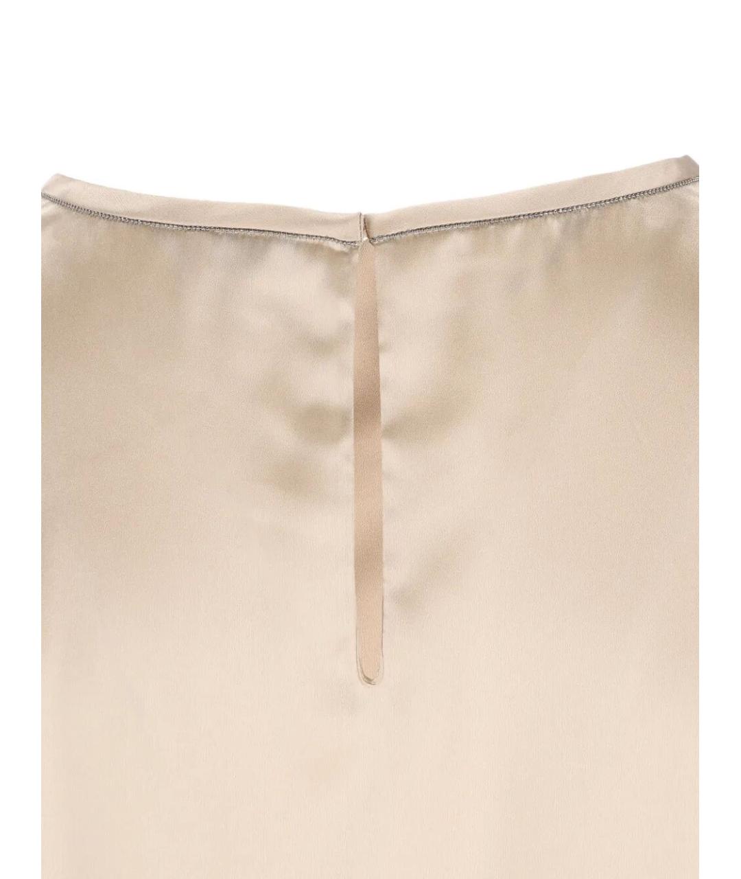 BRUNELLO CUCINELLI Бежевая шелковая блузы, фото 3