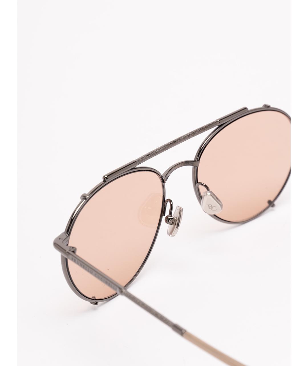 BRUNELLO CUCINELLI Антрацитовые металлические солнцезащитные очки, фото 3