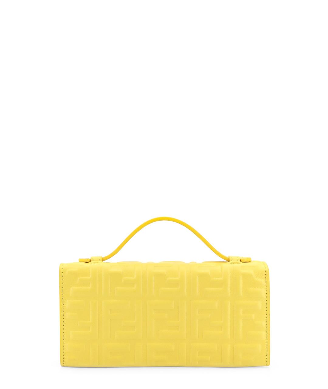 FENDI Желтая кожаная сумка с короткими ручками, фото 2
