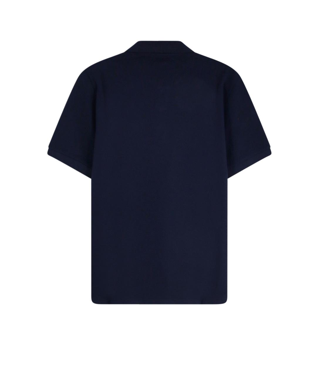 FENDI Темно-синее хлопковое поло с коротким рукавом, фото 2