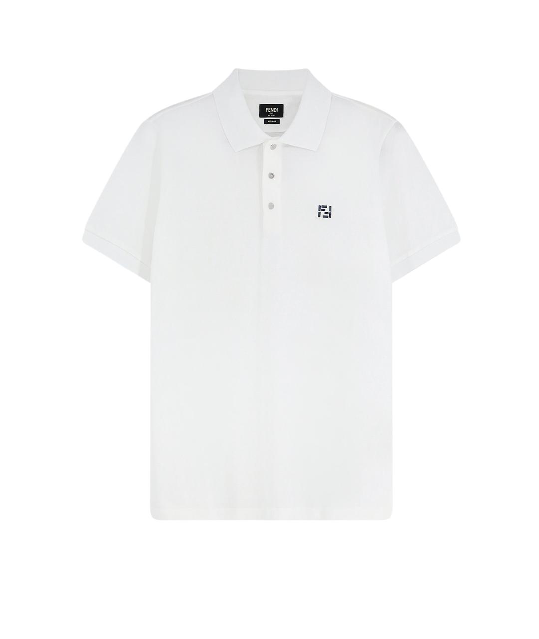 FENDI Белое хлопковое поло с коротким рукавом, фото 1