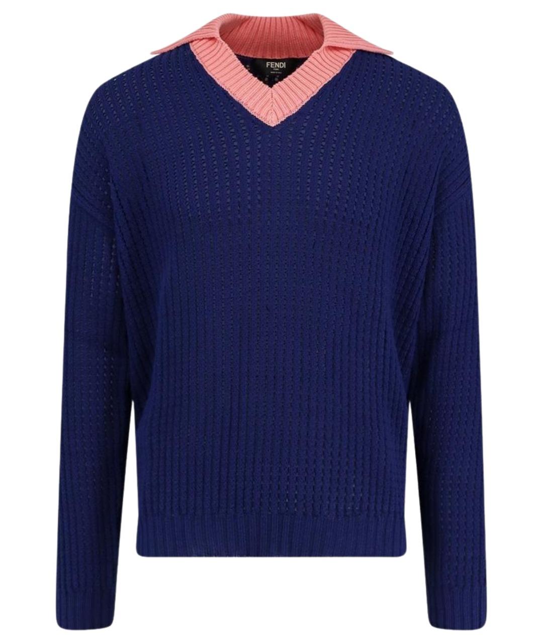 FENDI Синий хлопковый джемпер / свитер, фото 1