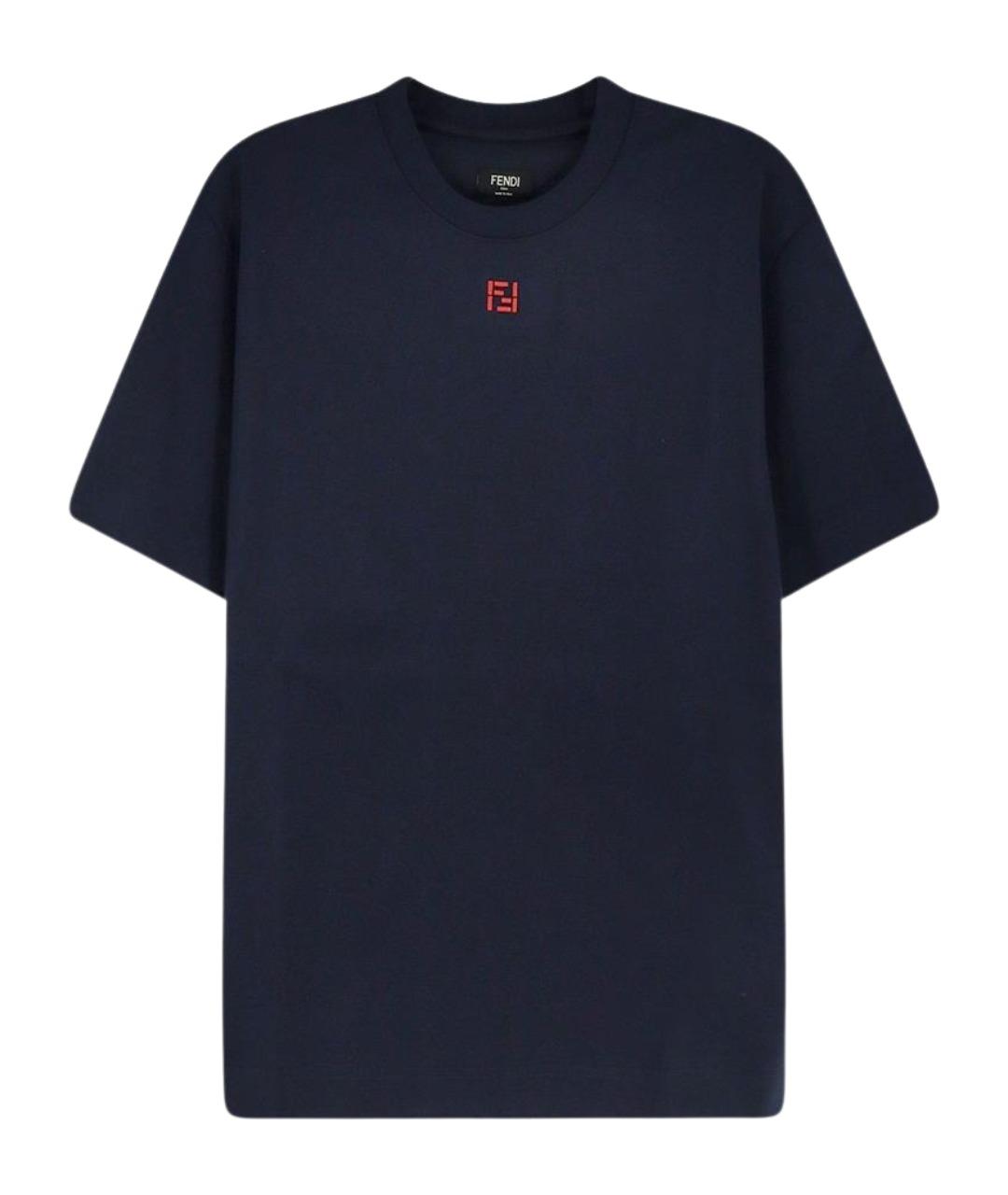 FENDI Темно-синяя хлопковая футболка, фото 1