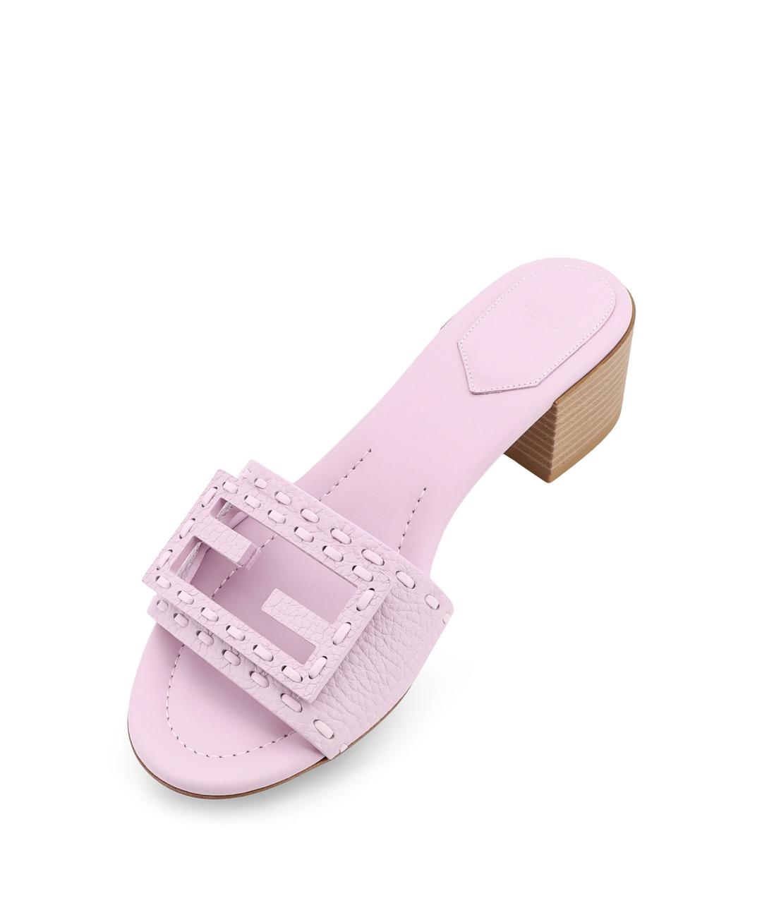 FENDI Розовые кожаные мюли, фото 4