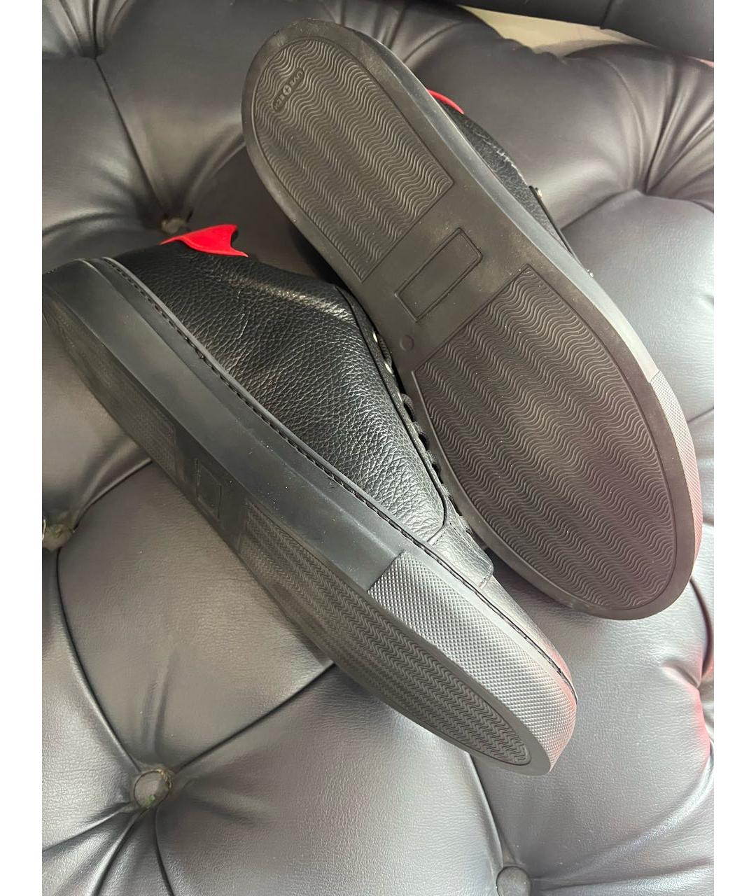 PHILIPP PLEIN Черные кожаные низкие кроссовки / кеды, фото 5