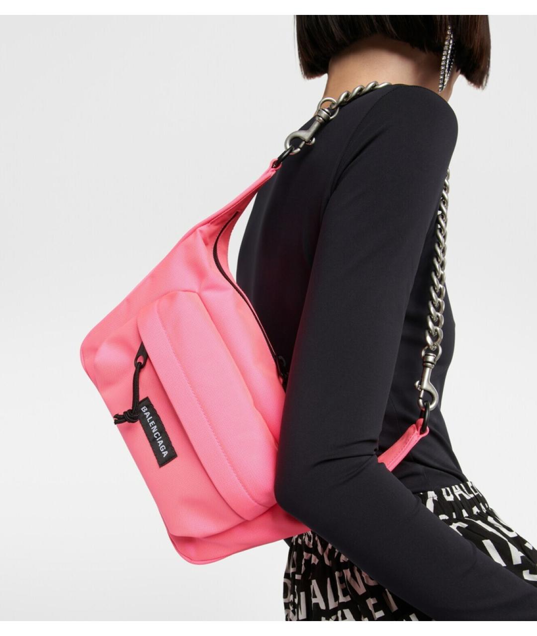 BALENCIAGA Розовая тканевая сумка через плечо, фото 5