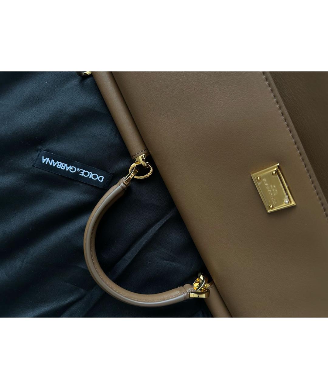 DOLCE&GABBANA Коричневая кожаная сумка с короткими ручками, фото 8