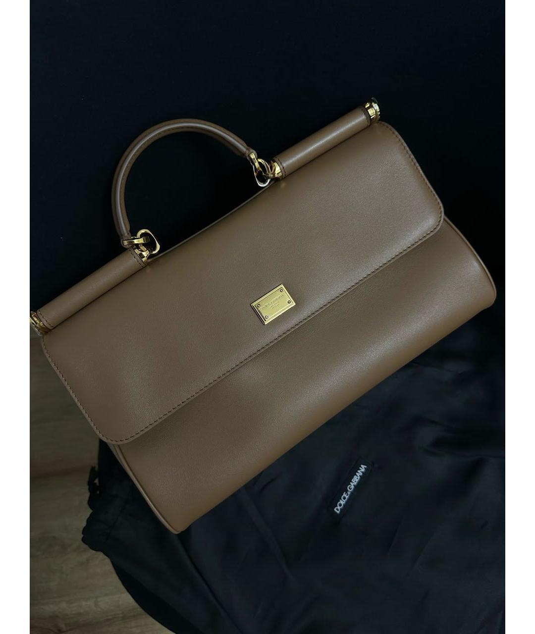DOLCE&GABBANA Коричневая кожаная сумка с короткими ручками, фото 5