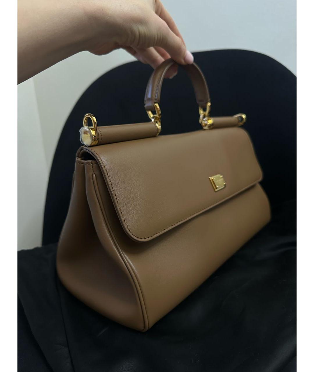 DOLCE&GABBANA Коричневая кожаная сумка с короткими ручками, фото 2