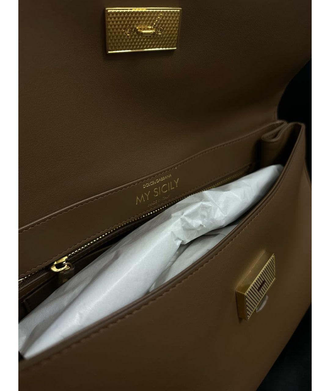 DOLCE&GABBANA Коричневая кожаная сумка с короткими ручками, фото 4