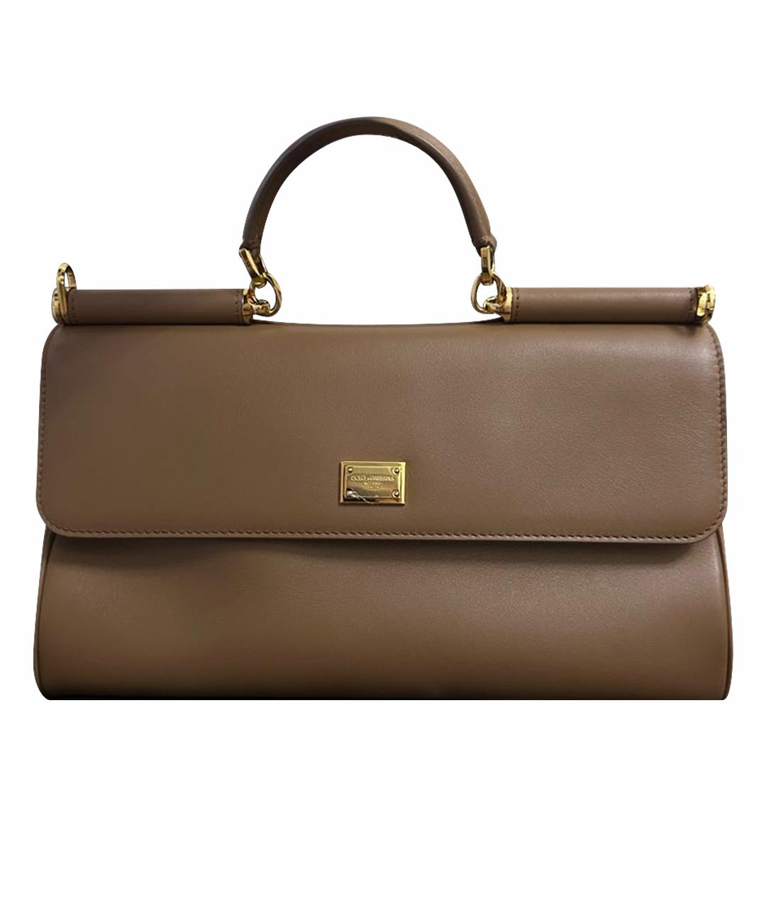 DOLCE&GABBANA Коричневая кожаная сумка с короткими ручками, фото 1