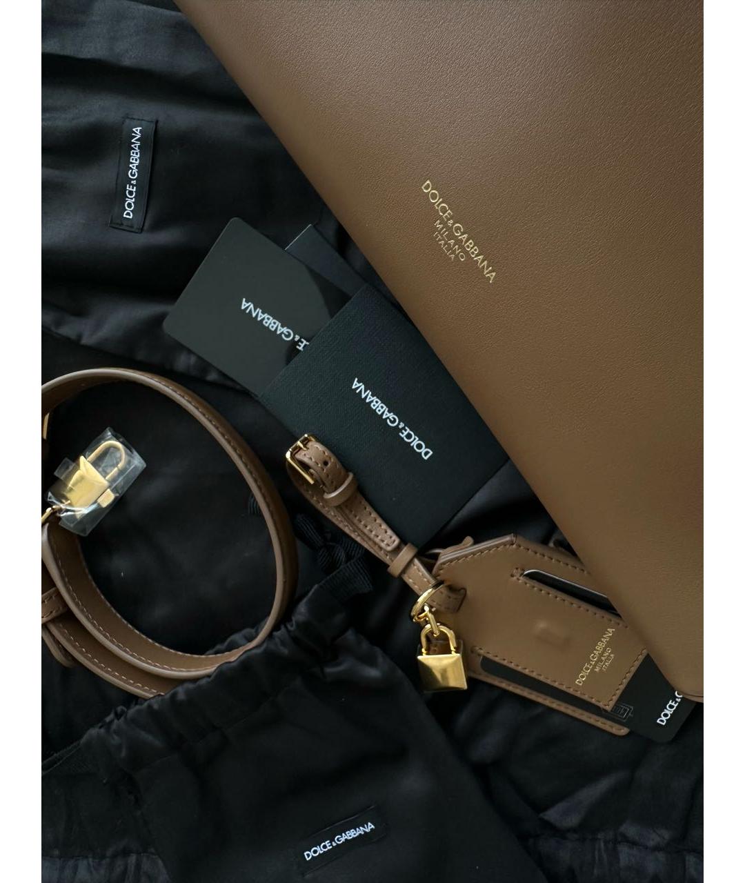 DOLCE&GABBANA Коричневая кожаная сумка с короткими ручками, фото 6