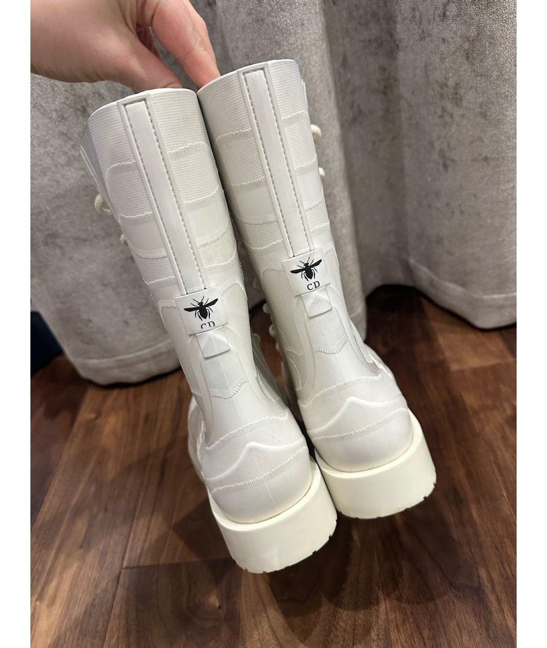 CHRISTIAN DIOR Бежевые резиновые сапоги, фото 4