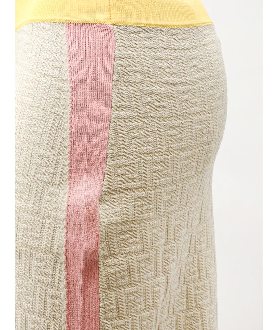 FENDI Бежевая хлопковая юбка миди, фото 3