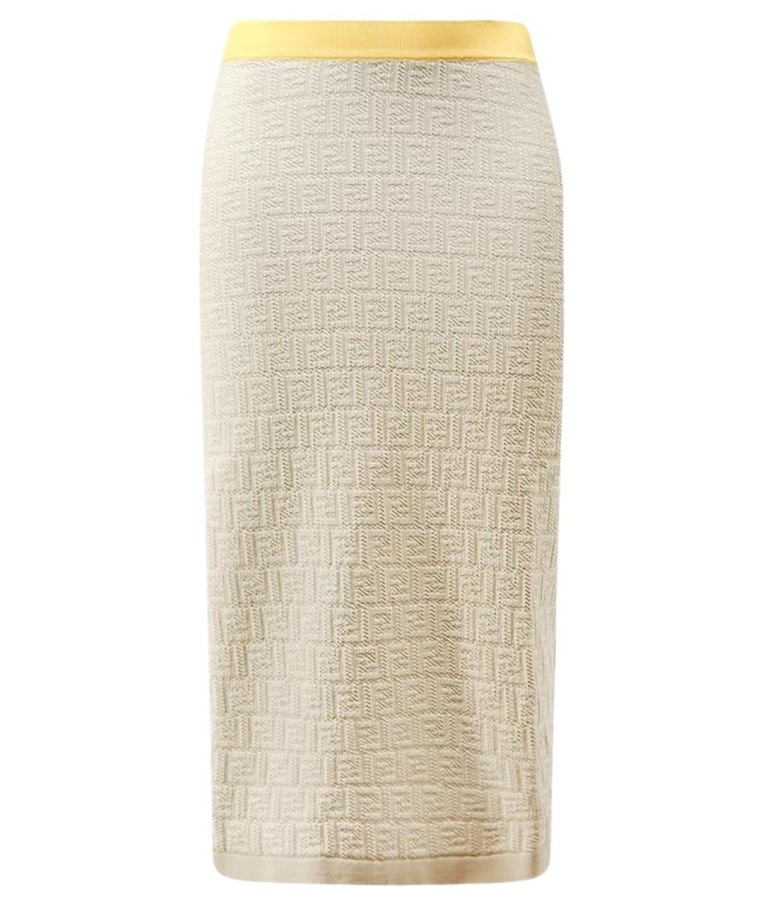 FENDI Бежевая хлопковая юбка миди, фото 1