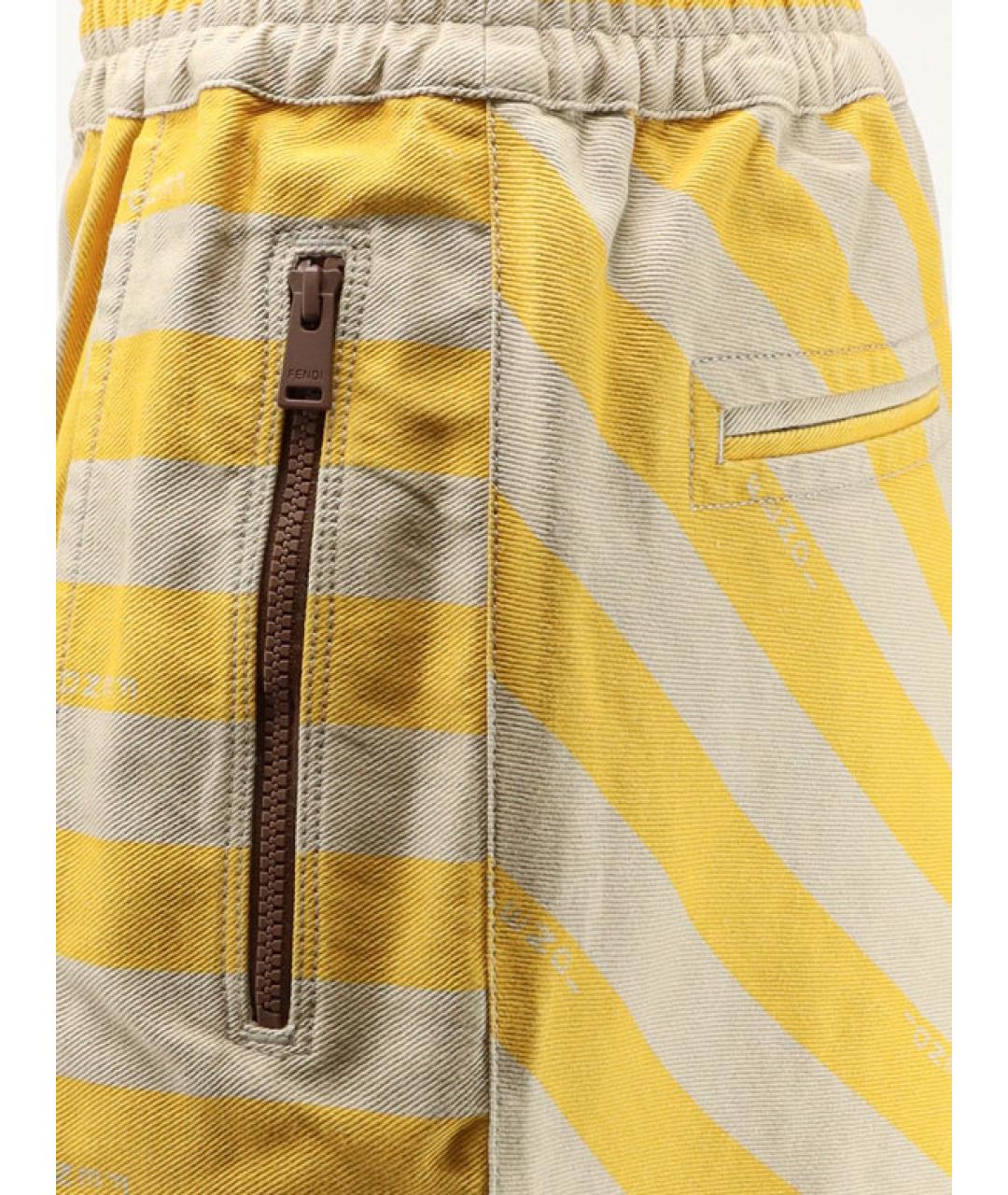 FENDI Желтые хлопковые шорты, фото 3