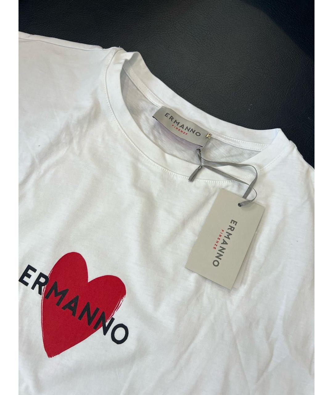 ERMANNO FIRENZE Белая хлопковая футболка, фото 2