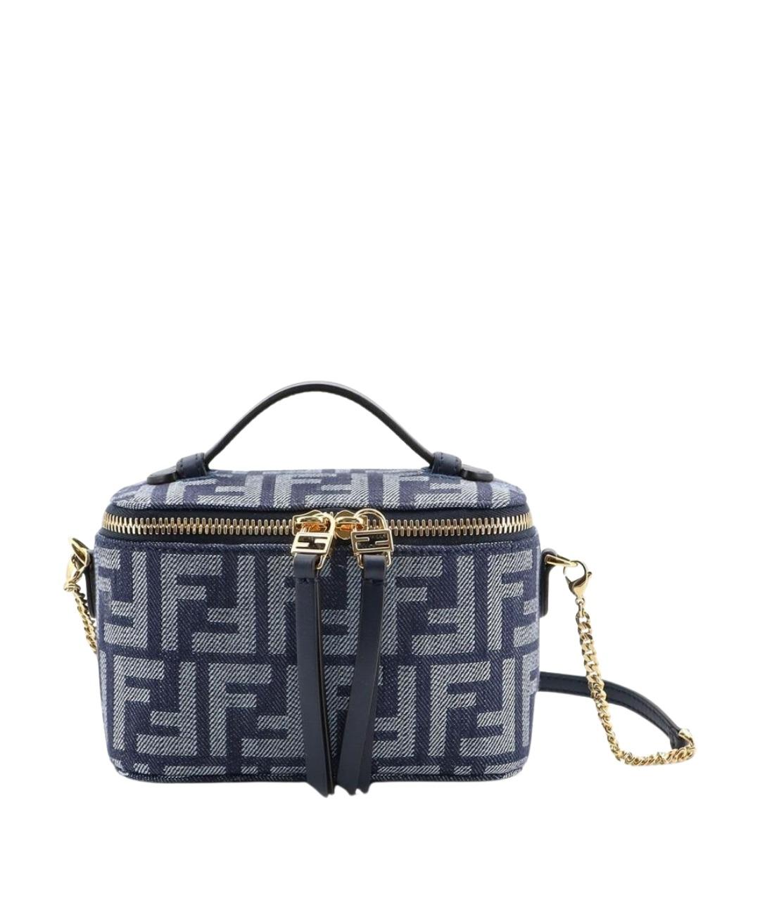 FENDI Синяя тканевая сумка с короткими ручками, фото 1
