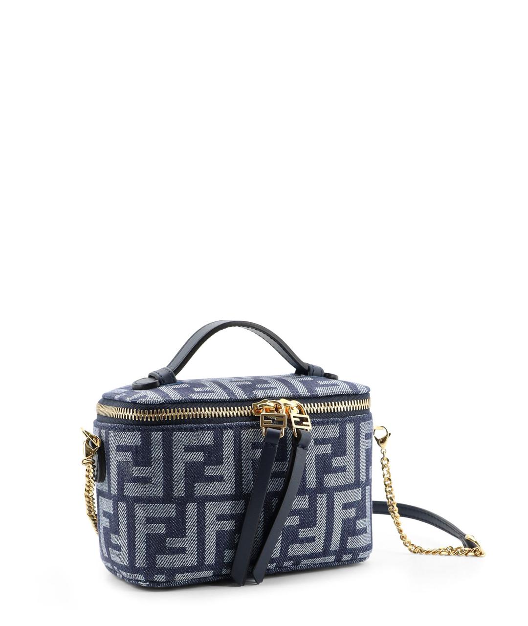 FENDI Синяя тканевая сумка с короткими ручками, фото 3