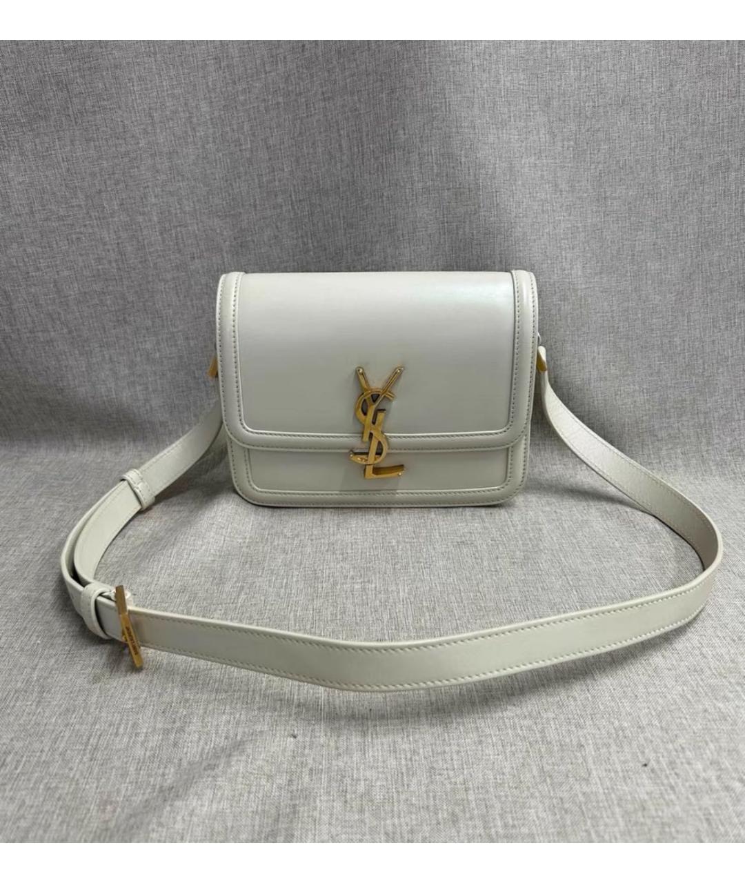 SAINT LAURENT Белая кожаная сумка через плечо, фото 2