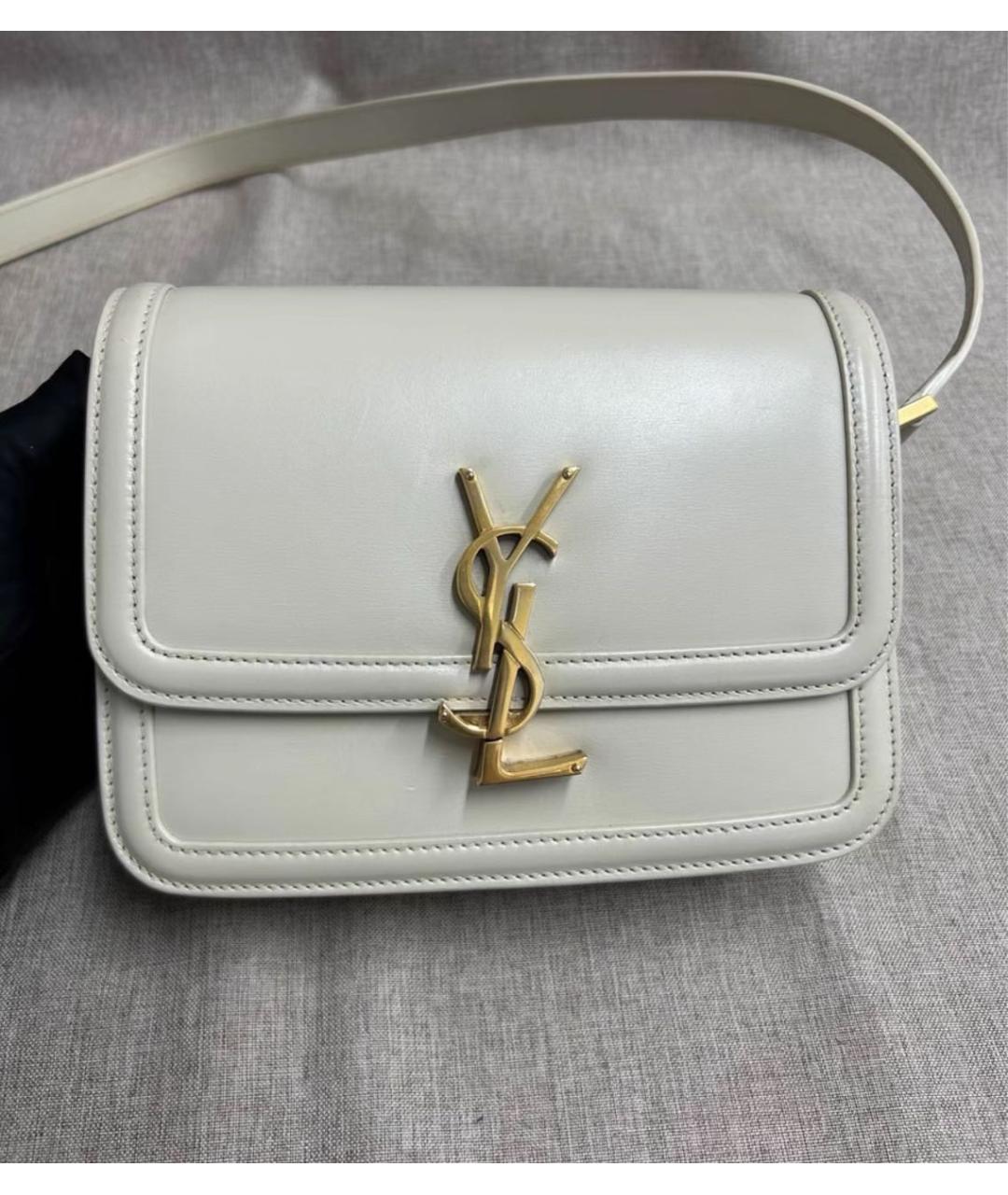 SAINT LAURENT Белая кожаная сумка через плечо, фото 3