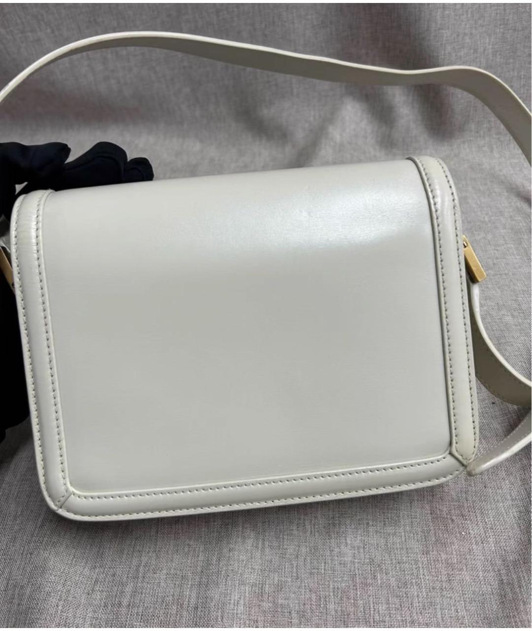 SAINT LAURENT Белая кожаная сумка через плечо, фото 5