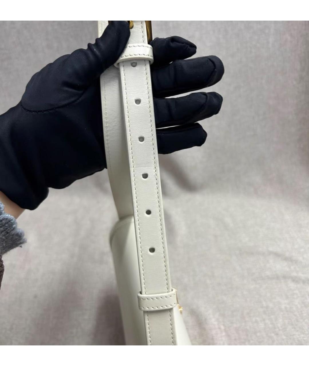 SAINT LAURENT Белая кожаная сумка через плечо, фото 8