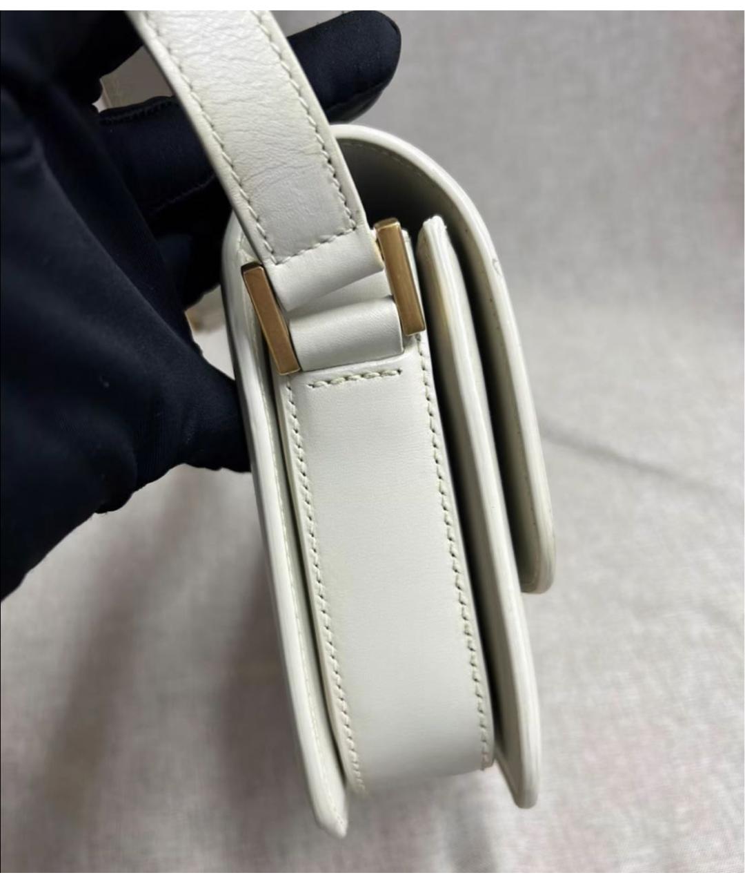 SAINT LAURENT Белая кожаная сумка через плечо, фото 4