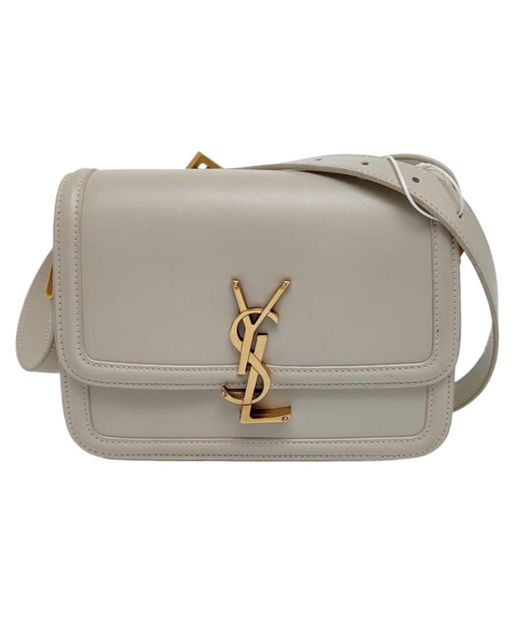 SAINT LAURENT Белая кожаная сумка через плечо, фото 9