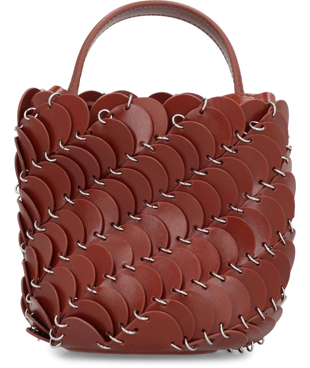 PACO RABANNE Коричневая кожаная сумка с короткими ручками, фото 4