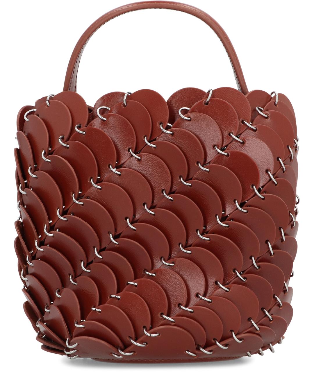 PACO RABANNE Коричневая кожаная сумка с короткими ручками, фото 2