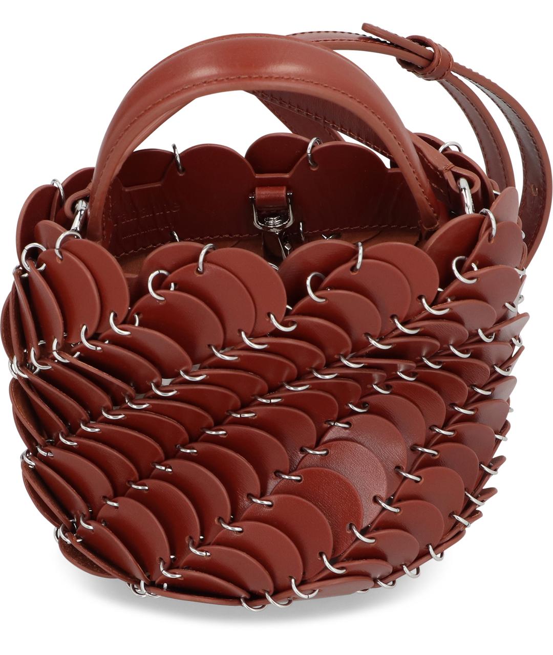 PACO RABANNE Коричневая кожаная сумка с короткими ручками, фото 6