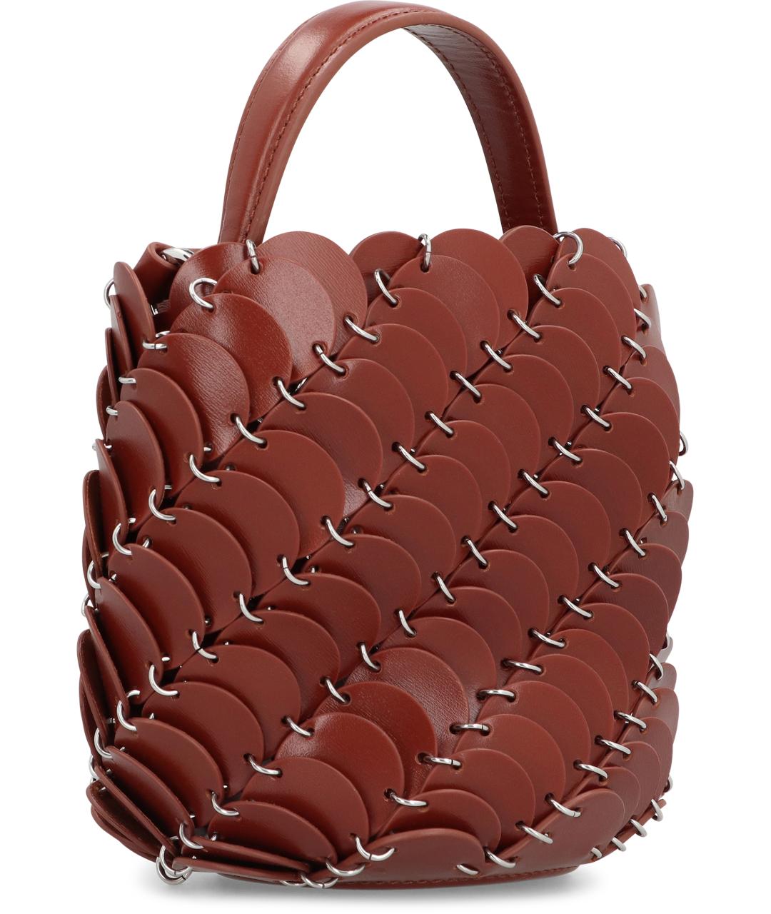 PACO RABANNE Коричневая кожаная сумка с короткими ручками, фото 3