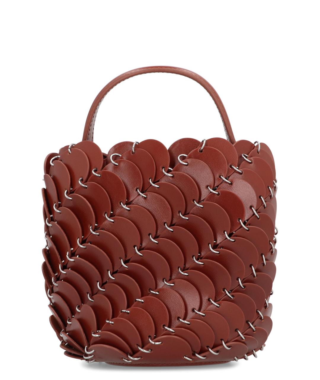 PACO RABANNE Коричневая кожаная сумка с короткими ручками, фото 1