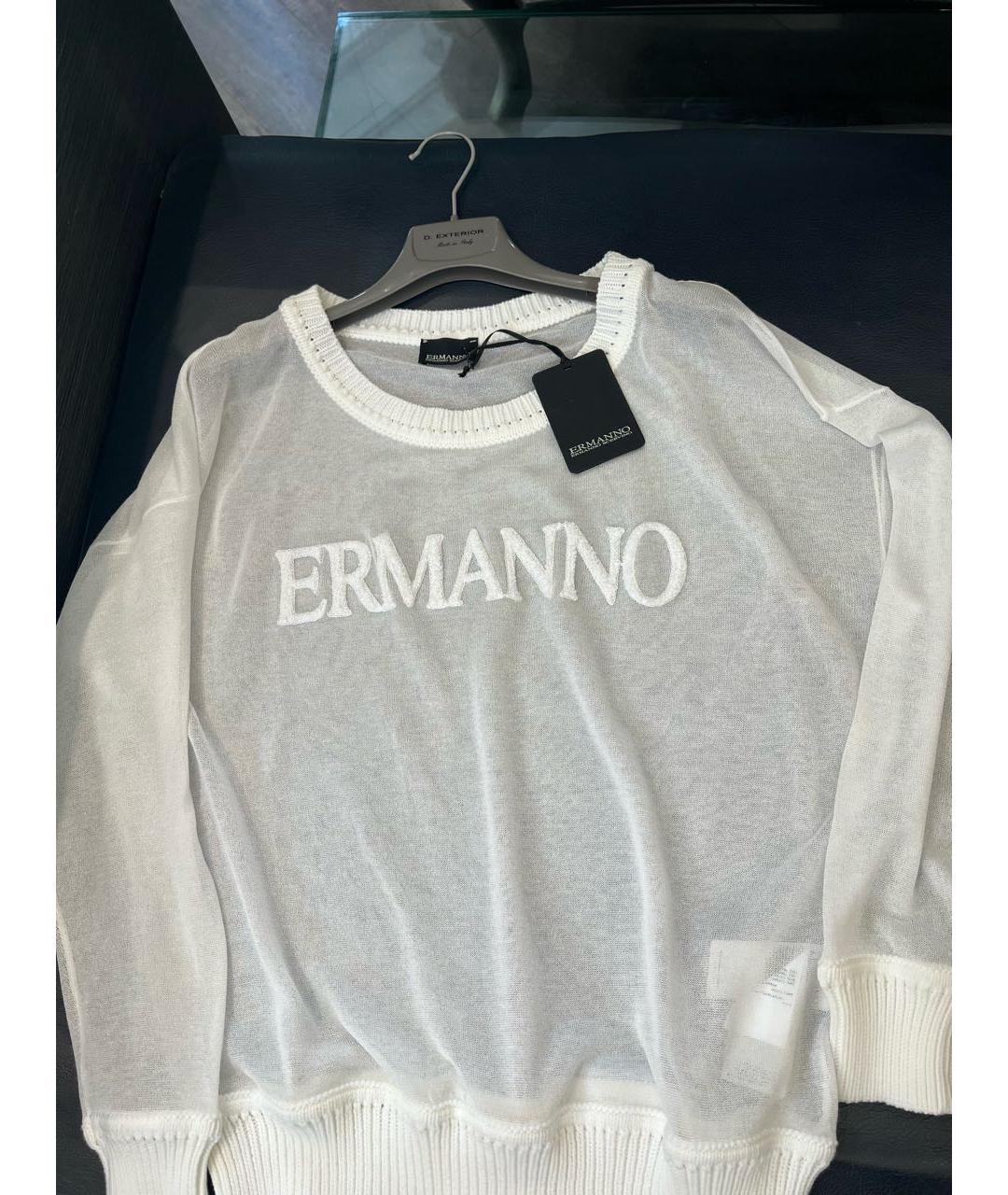 ERMANNO FIRENZE Белый хлопковый джемпер / свитер, фото 3