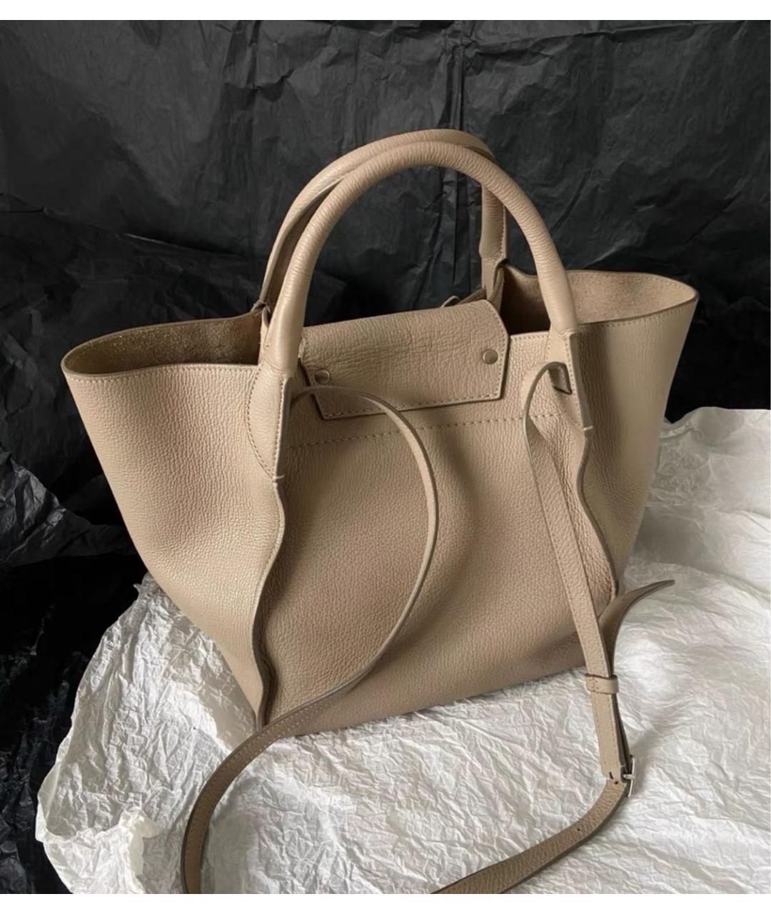 CELINE Бежевая кожаная сумка тоут, фото 3