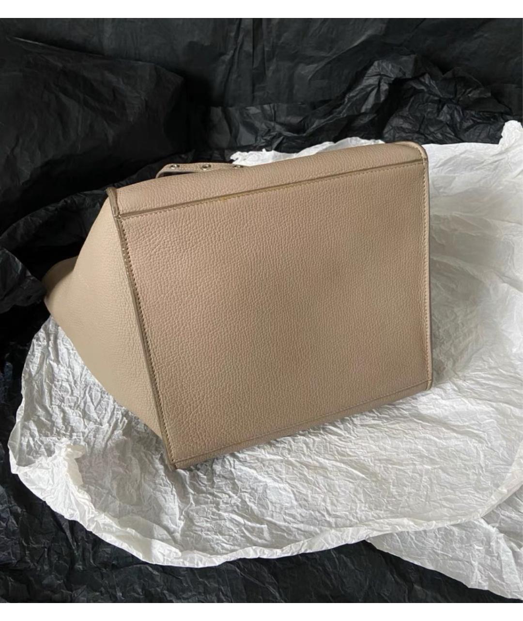 CELINE Бежевая кожаная сумка тоут, фото 4