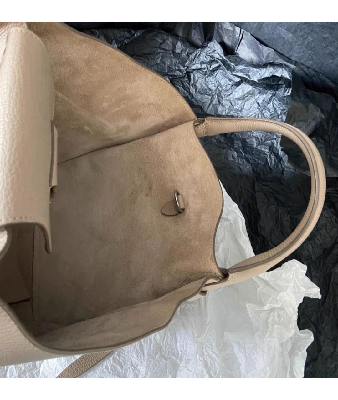 CELINE Бежевая кожаная сумка тоут, фото 6