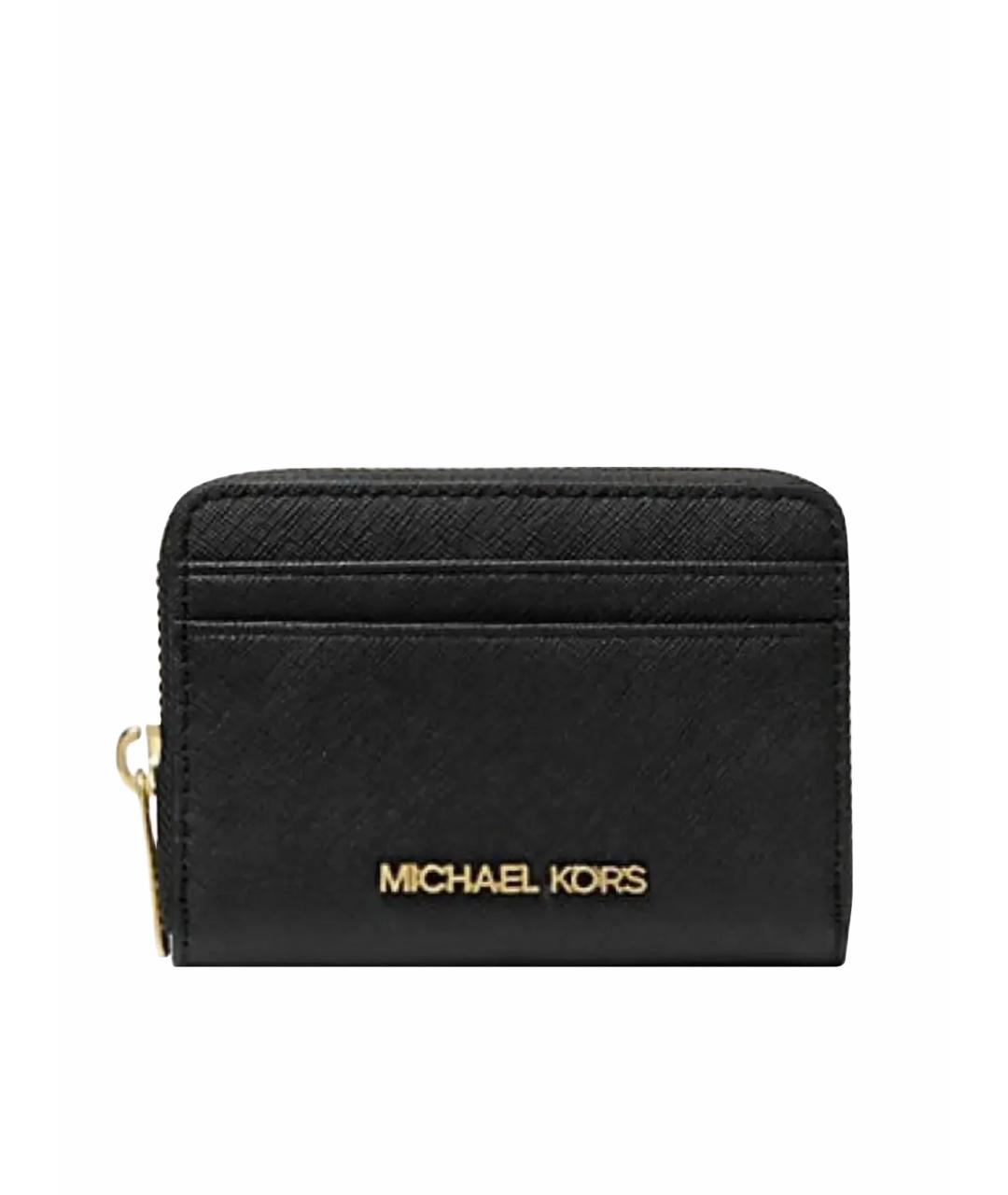 MICHAEL KORS Черный кожаный кошелек, фото 1